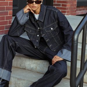 Cuffed Sleeve Denim Jacket