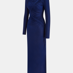 Ruched Long-Sleeve Maxi Dress