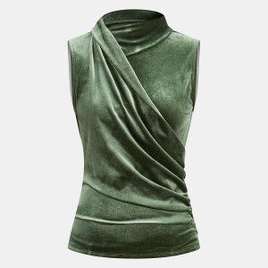 Velvet Draped Sleeveless Top