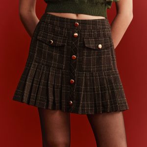 Plaid Wool-Blend Mini Skirt