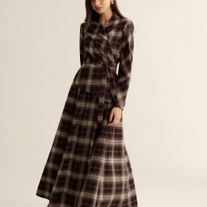 Plaid Flared Maxi Skirt