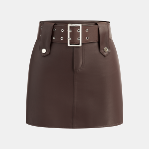 Belted Faux Leather Mini Skirt