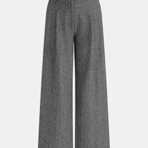 Belted Herringbone Wide-Leg Pants