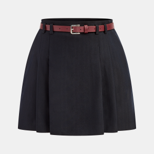 Belted Pleated Mini Skirt