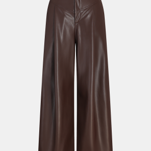 Faux Leather Wide-Leg Pants