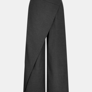 Asymmetric Mid-Waist Wide-Leg Pants