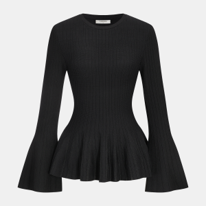 Flared Sleeve Peplum Knit Top