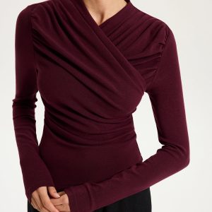 Cross Ruched Long Sleeve Top
