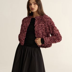 3D Floral Cropped Jacket