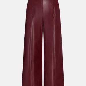 High-Waist Faux Leather Straight-Leg Pants