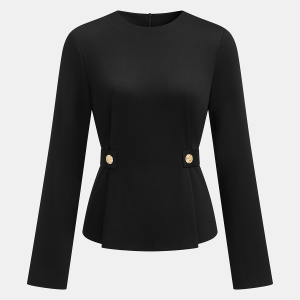 Long Sleeve Fitted Waist Button Blouse