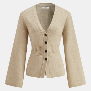 V-Neck Buttoned Slim Cardigans