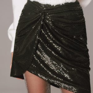 Sequined Ruched Mini Skirts