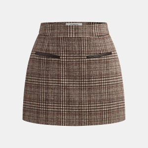 Plaid Tweed Mini Skirt