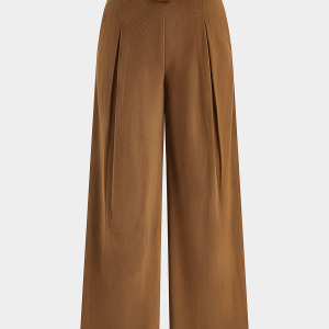 Belted Mid-Waist Corduroy Pleated Pants