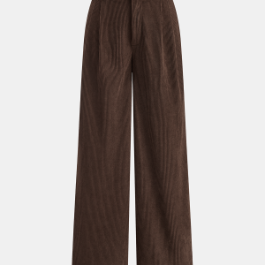 Belted Corduroy High-Waist Pants