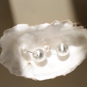 Star-Detail Double-Pearl Earrings