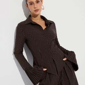 Flared Cuff Striped Shirt