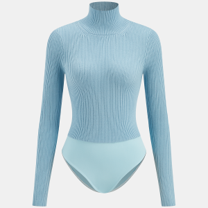 Turtleneck Rib-Knit Bodysuit