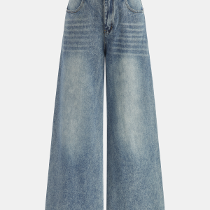 High-Waisted Wide-Leg Denim Jeans
