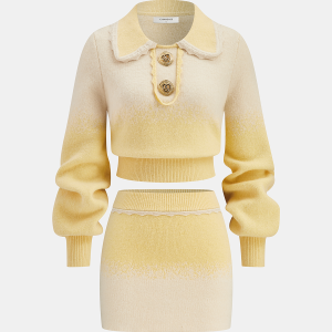 Ombre Knitted Top and Mini Skirt Set