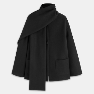 Scarf-Accented Wool Jacket