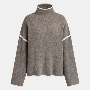 Mock Neck Contrast Trim Sweater