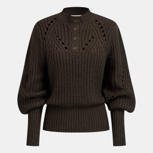 Tie-Waist Button-Front Knit Sweater