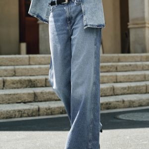 High-Waist Straight-Leg Denim Jeans