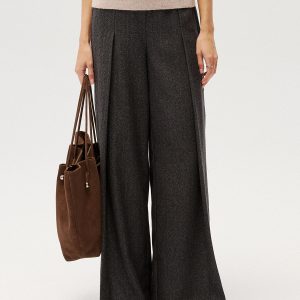 Elastic Waist Pleated Wide Leg Pants