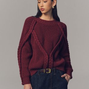 Crew Neck Twisted Cable-Knit Sweater