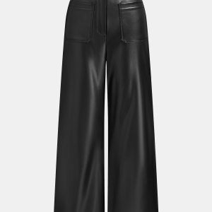 Belted Straight Leg Faux Leather Pants