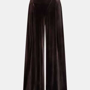 Velvet Asymmetric Waist Wide-Leg Pants