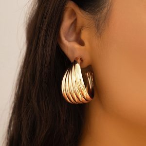Sculpted Gold-Tone Swirl Hoop Earrings