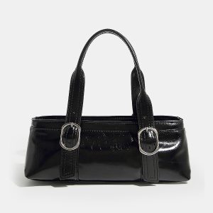 Glossy Buckle Handle Bag