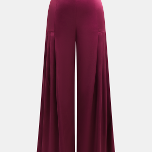 Satin Pleated Wide-Leg Pants