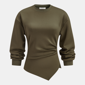 Ruched Asymmetric Hem Sweatshirt