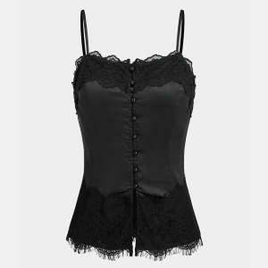 Lace-Trim Satin Cami Top