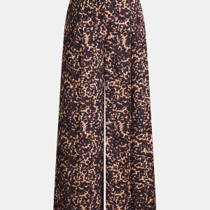 Leopard Print Pleated Wide-Leg Pants