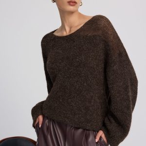 Sheer Paneled Mohair Knit Sweater