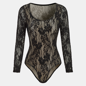 Floral Lace Long-Sleeve Bodysuit
