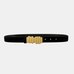 Multi-Bar Buckle Leather Belt