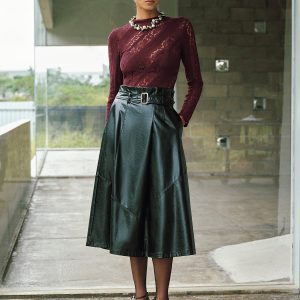 Long Sleeve Sheer Lace Fitted Blouse