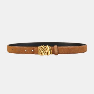Textured Buckle Leather Belt
