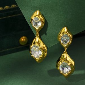 Double Stone Drop Earrings