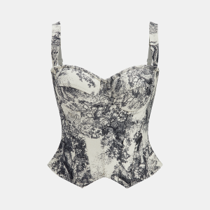 Ink Wash Painting Print Corset Top
