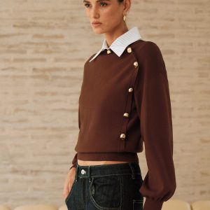 Asymmetric Metal Detail Sweater