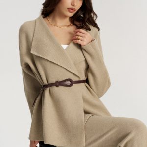 Belted Knit Blazer and Pants Set