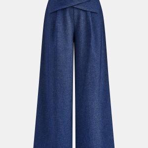 Crossover Waist Wide-Leg Pants