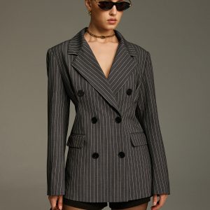 Pinstripe Double-Breasted Blazer